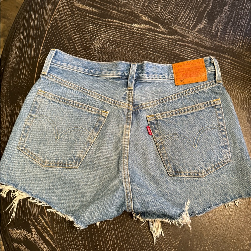 Levi’s 501 Premium shorts Anthropologie Ripped Cutoff Denim shorts button fly 27 - Picture 5 of 9